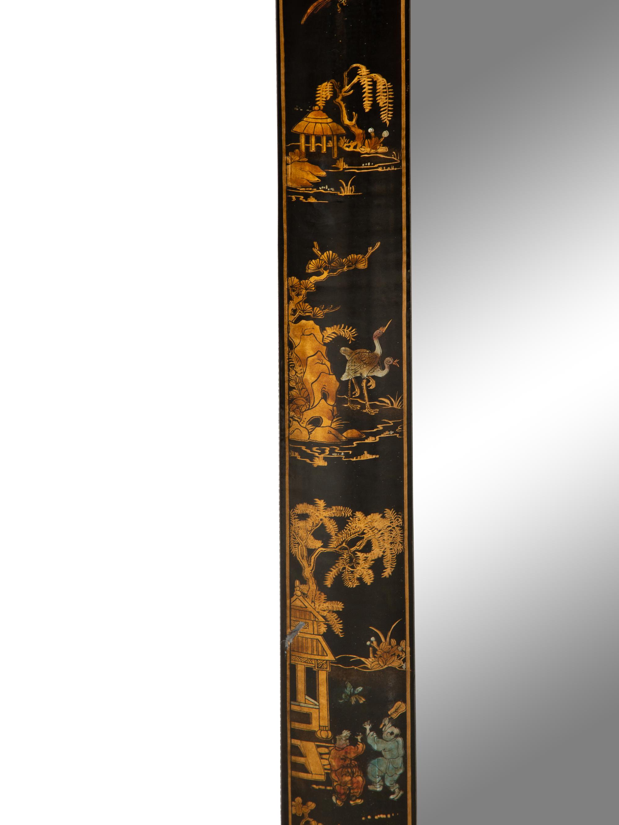 A Black Japanned Cushion Mirror