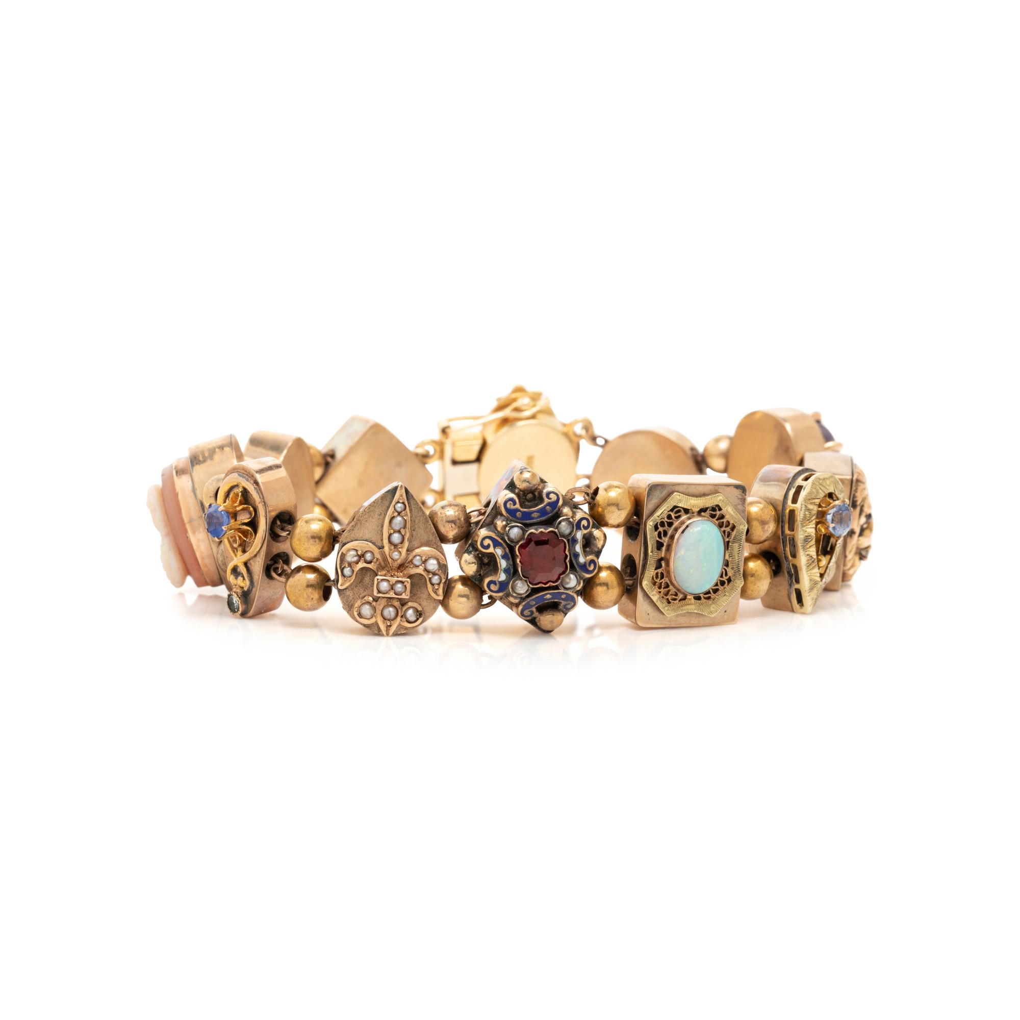 YELLOW GOLD SLIDE CHARM BRACELET