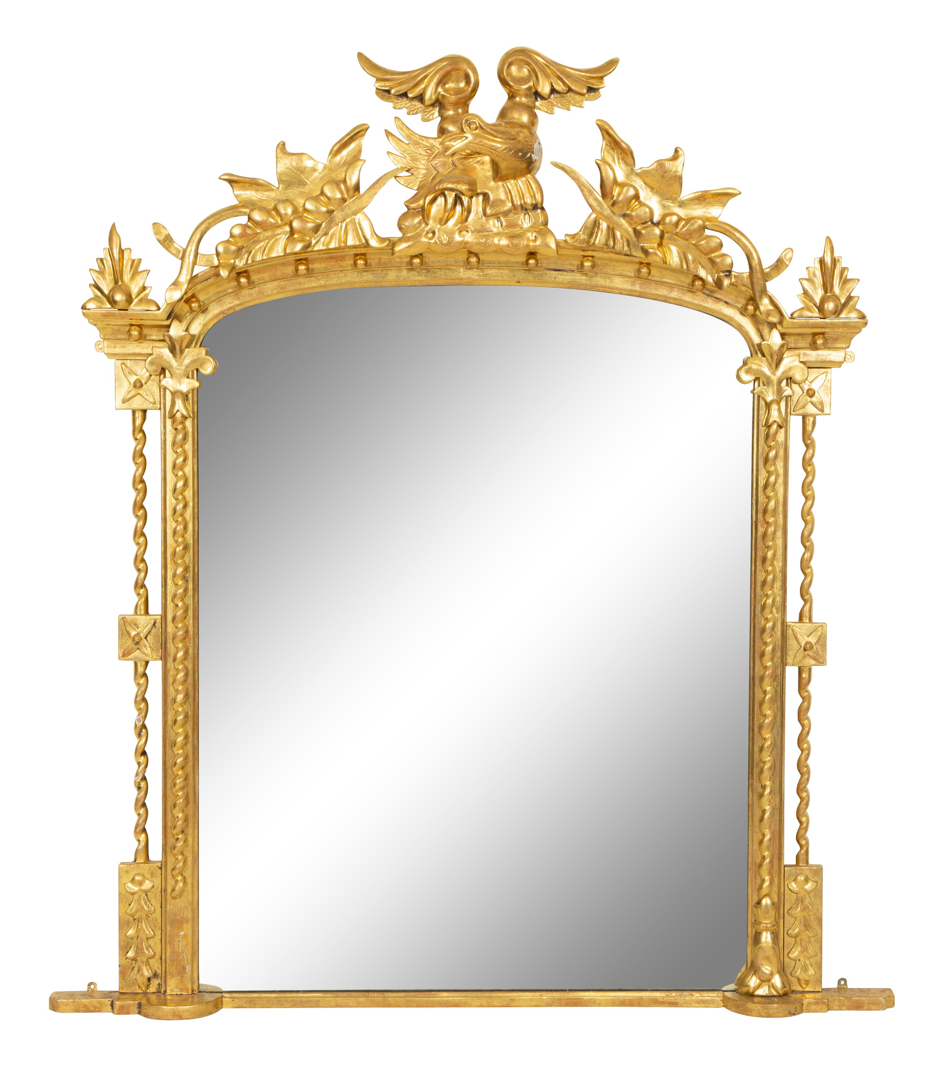 A Classical Style Giltwood Over Mantle Mirror