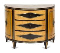 A Russian Neoclassical Part-Ebonized Birch Bowfront Commode
