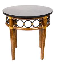 A McGuire Bamboo and Marble Low Table Height 23 1/4 inches.
