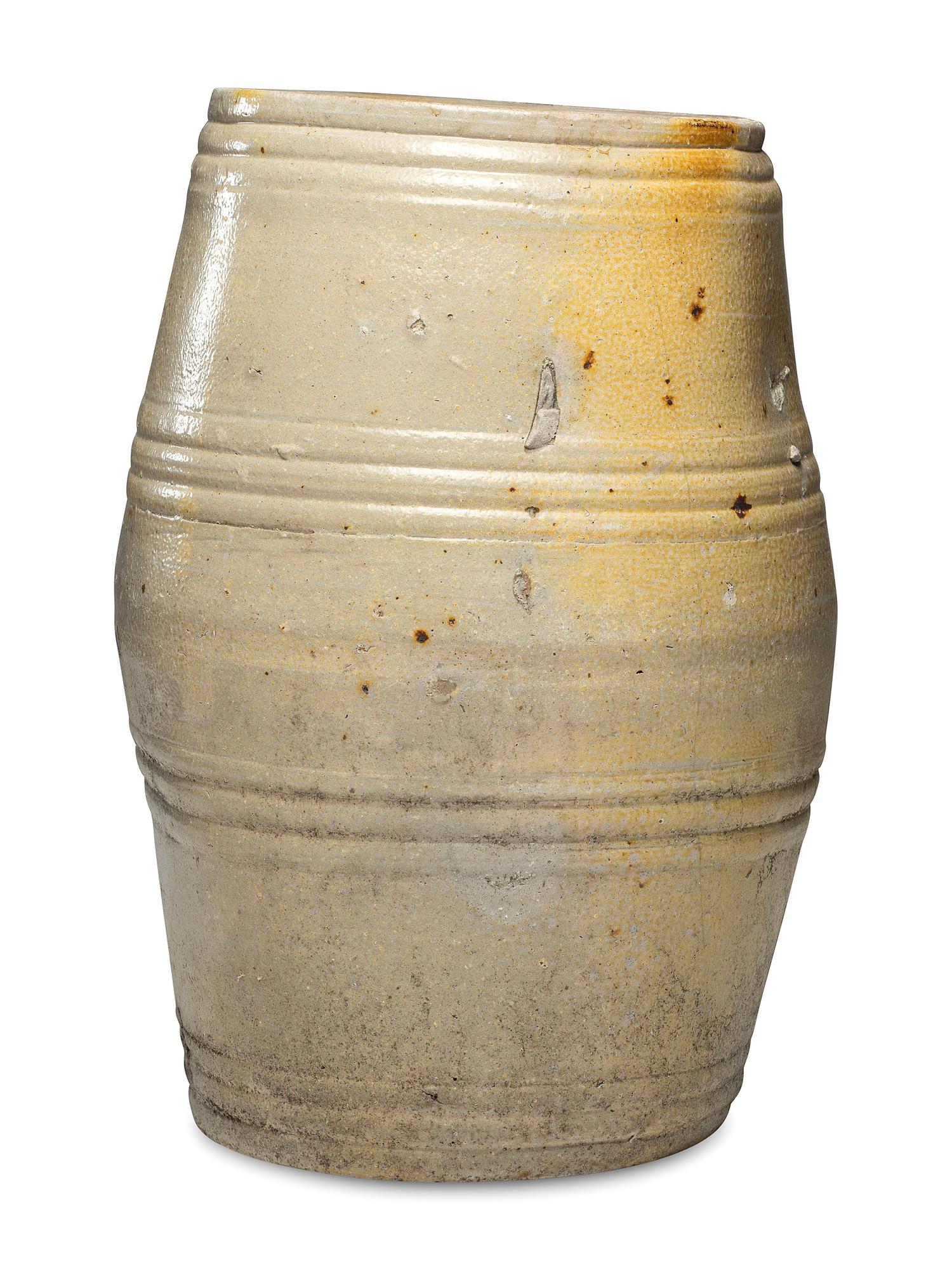 An Eight-Gallon Molded Stoneware Cask or Cooler