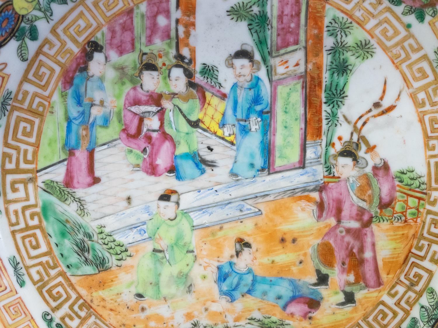 A Large Chinese Export Rose Medallion Porcelain Punch Bowl and Jardinière