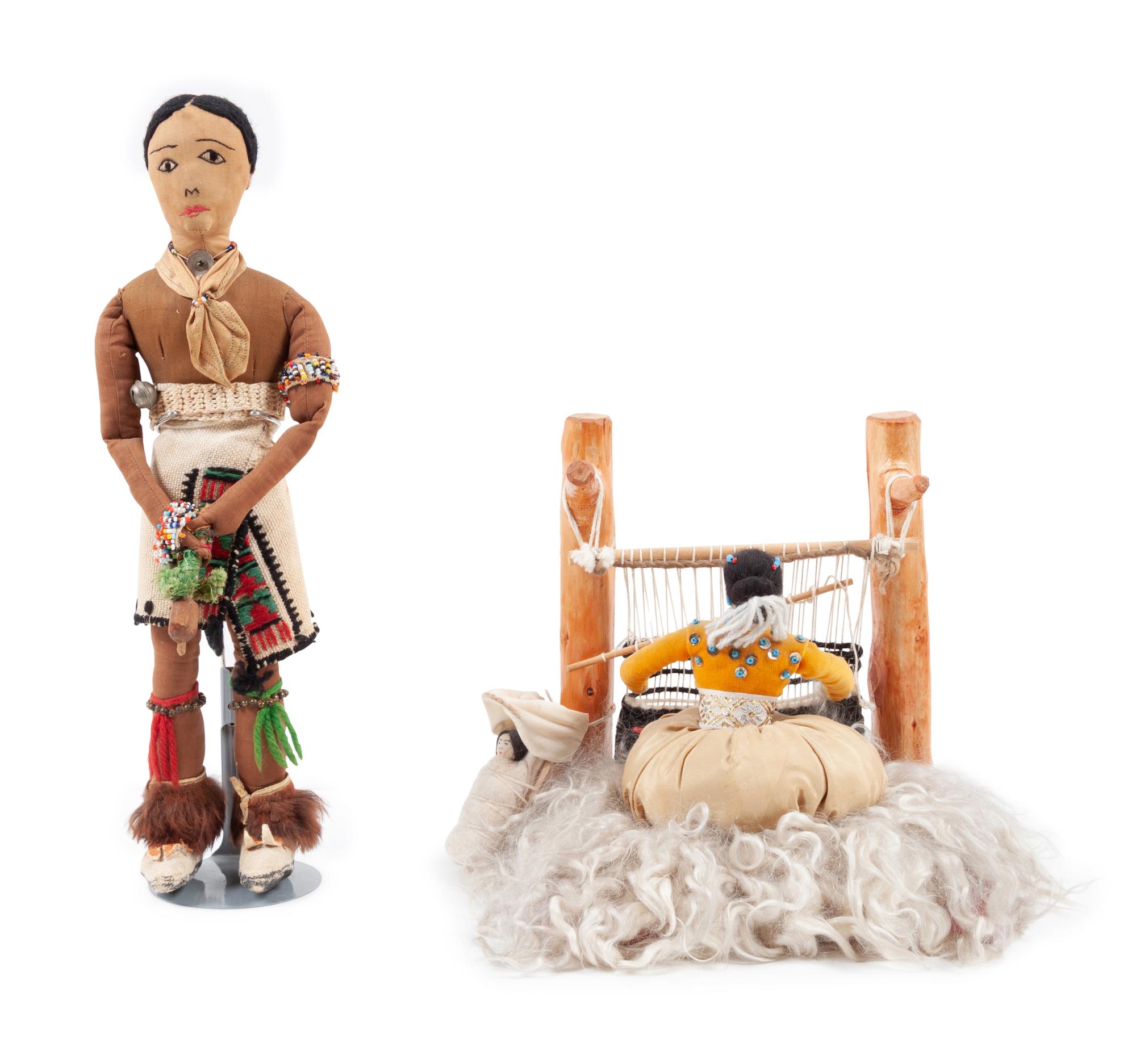 Navajo Weaver, Hopi Dancer, and Flat Katsina Dolls