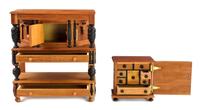 Two Jacobean Style Furniture Articles Height of first 4 3/4 x width 4 1/4 x depth 1 3/4 inches. — Warren Dick, 1974