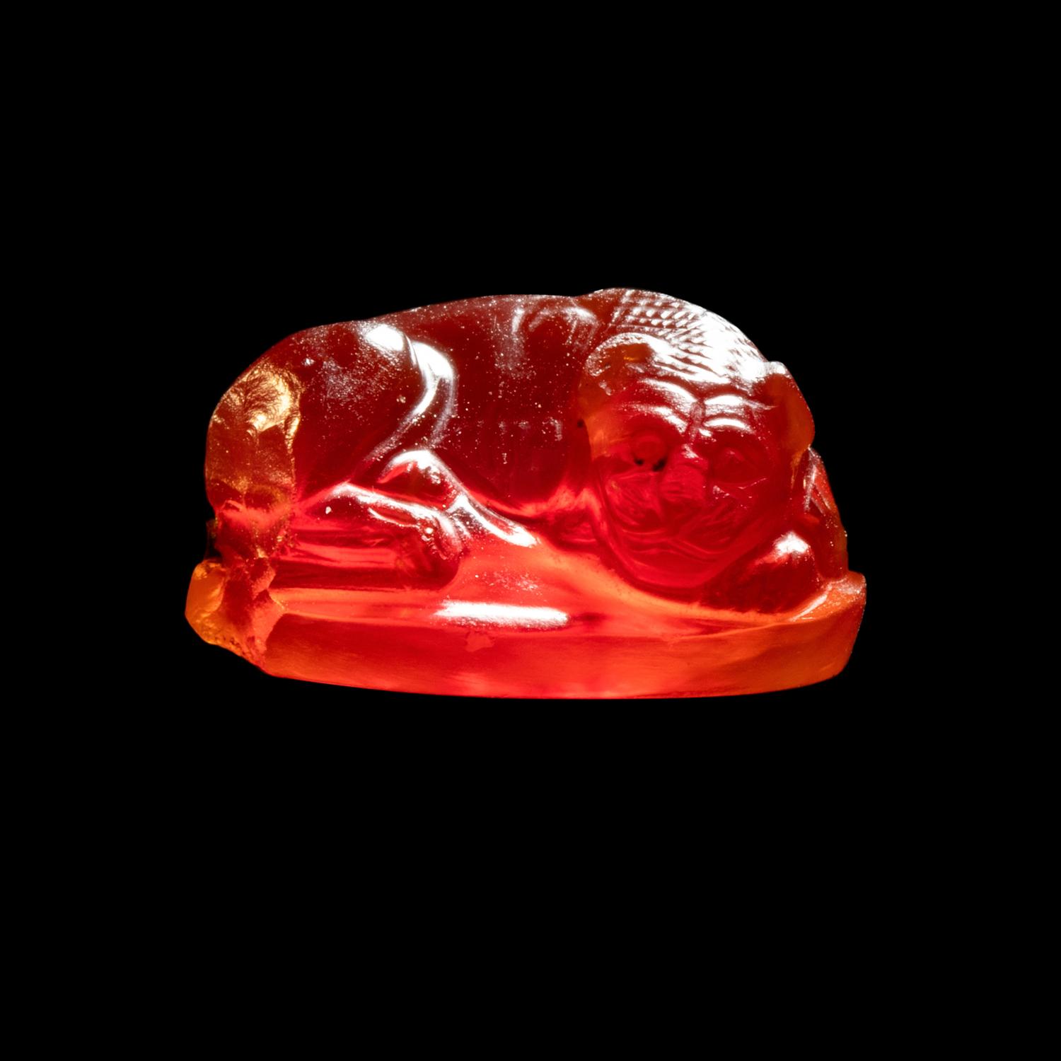 A Greek Carnelian Lion Gem