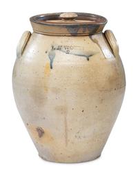 A Lahan Worbs Two Gallon Lidded Stoneware Crock