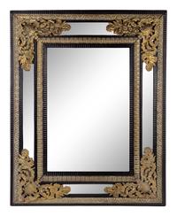 A Dutch Baroque Style Repousséd Brass-Mounted Rectangular Mirror — 19TH/20TH CENTURY