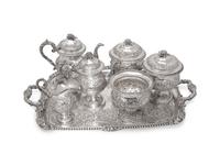 An American Six-Piece Coin Silver Tea and Coffee Service