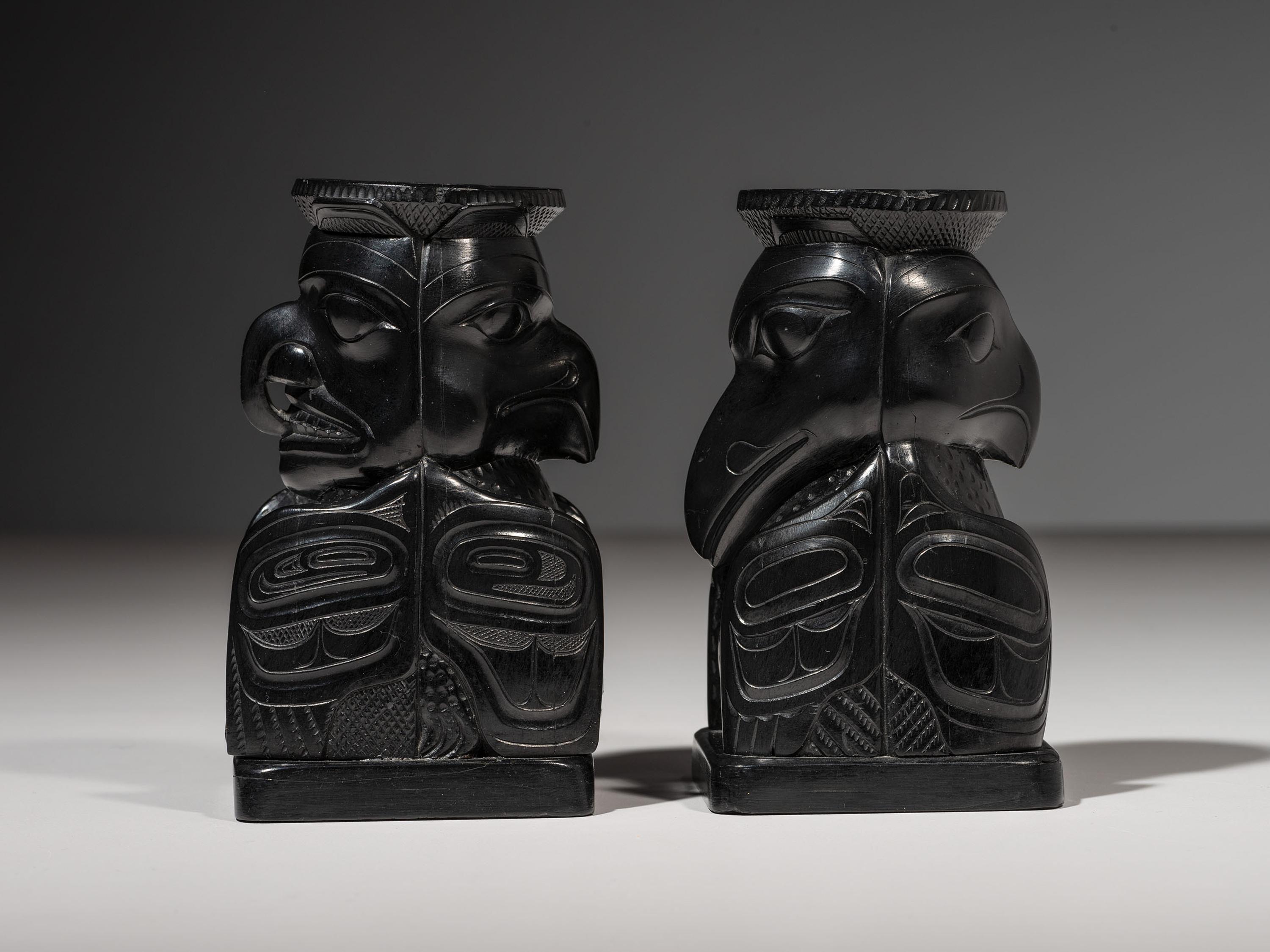 Haida Argillite Candlestick Holders
