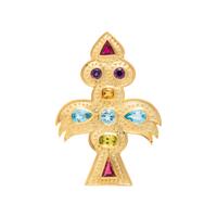 YELLOW GOLD AND MULTIGEM 'THUNDERBIRD' BROOCH