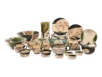 A Large Collection of Japanese Oribe Teawares