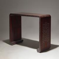 A Chinese Zitan and Hardwood Scroll-Form Altar Table — 紫檀及硬木夔龍紋下卷式小條案