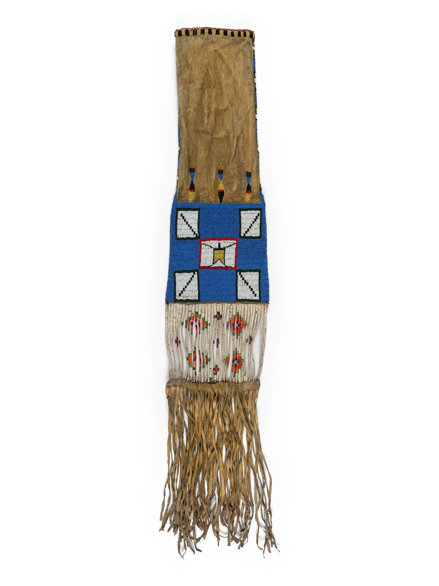 Sioux Figural Beaded Hide Tobacco Bag