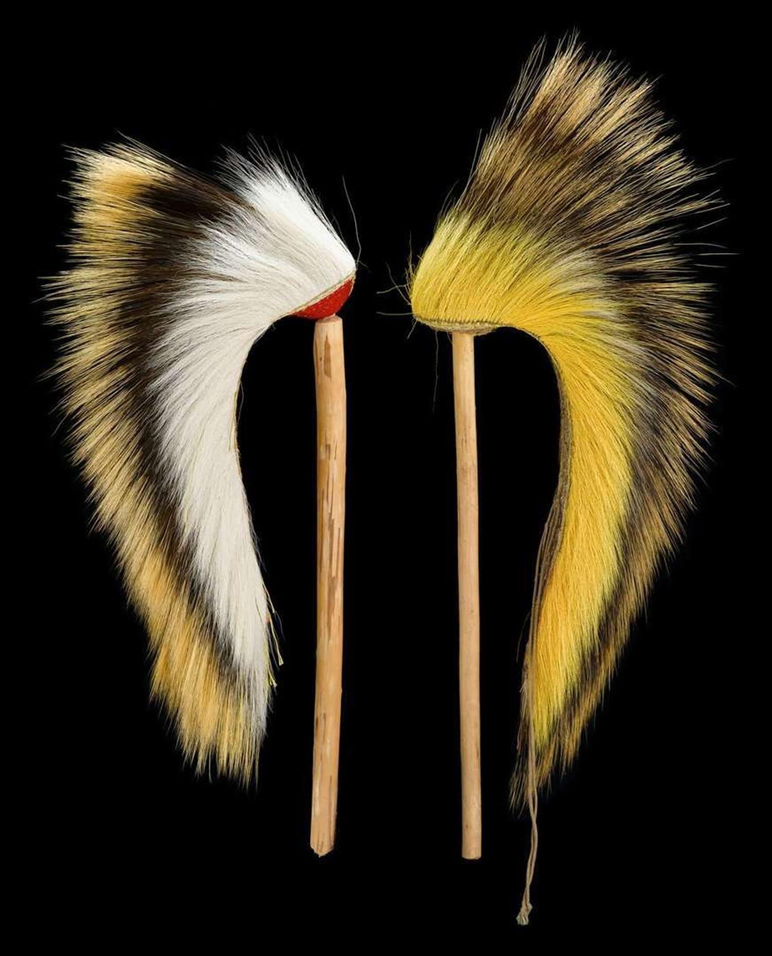 Two Plains deer and porcupine hair roaches the dakotas, early 20th century