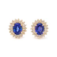 TANZANITE AND DIAMOND EARCLIPS
