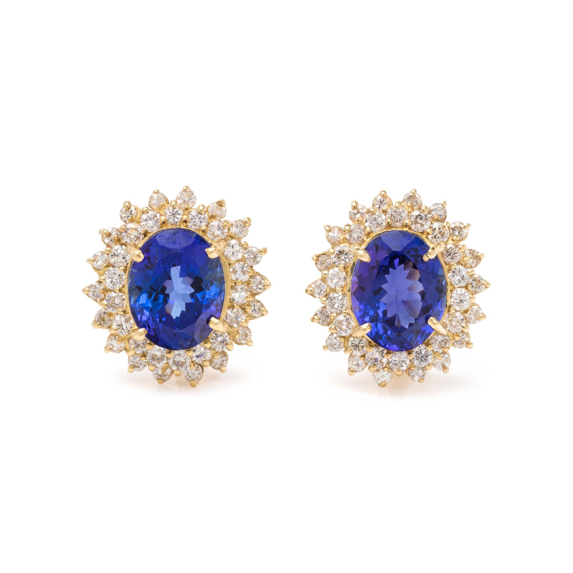 TANZANITE AND DIAMOND EARCLIPS