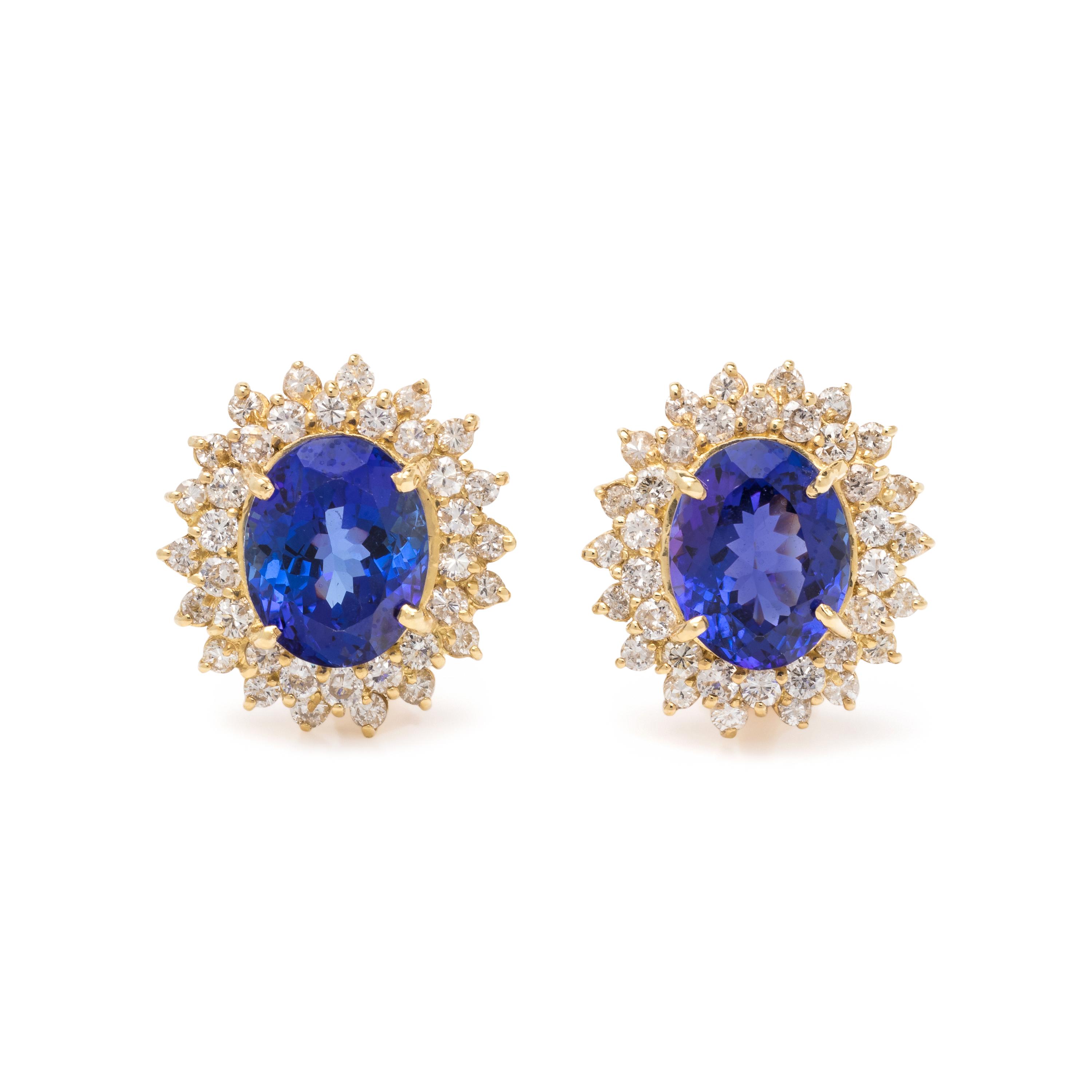 TANZANITE AND DIAMOND EARCLIPS