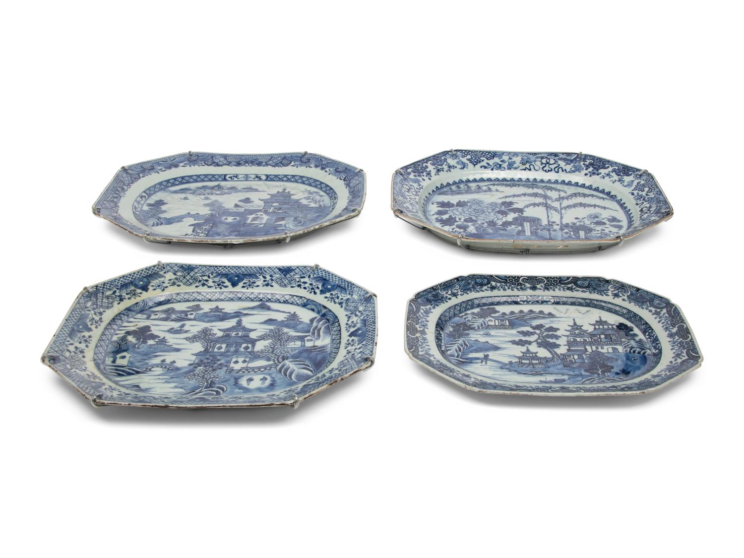 Four Chinese Export Porcelain Platters