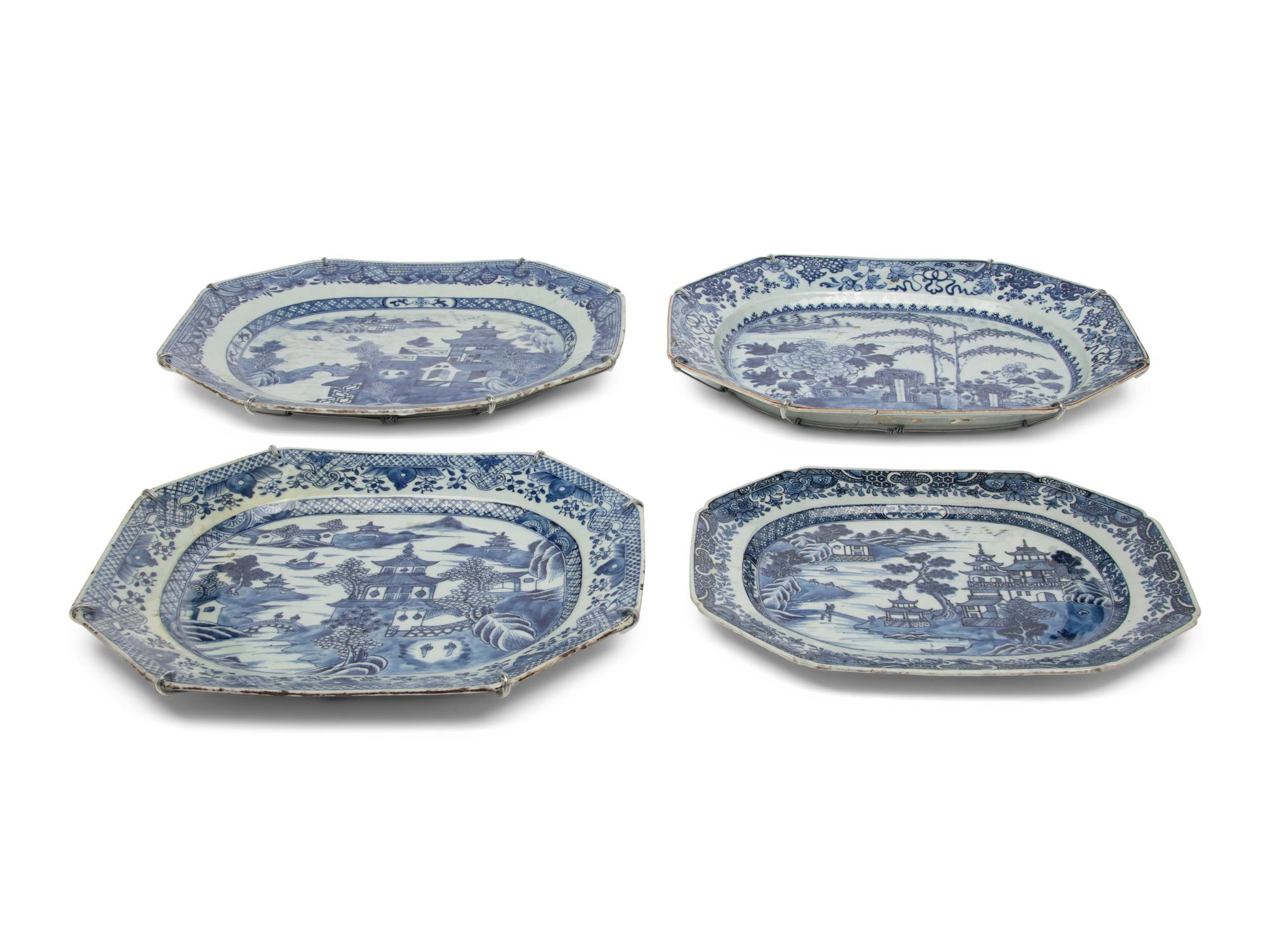 Four Chinese Export Porcelain Platters