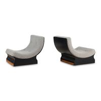Italian Design c. 1960 — Pair of Low Curved Lounge Chairs