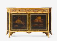 A French Japanesque bamboo and lacquer sideboard, 20th century
