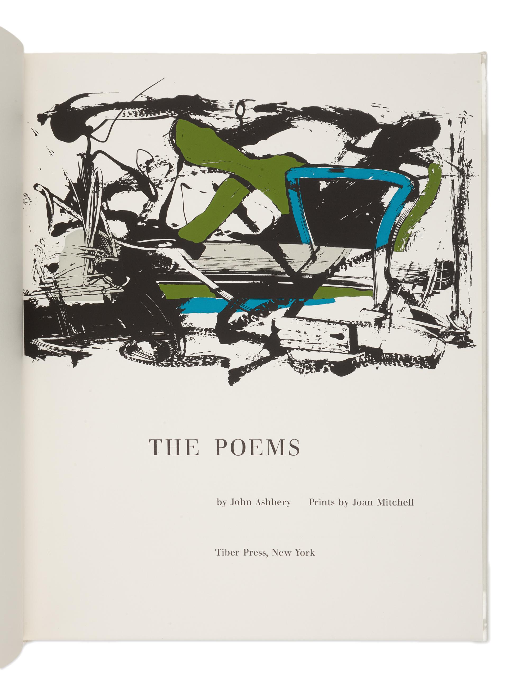 [ARTIST'S BOOK] -- [TIBER PRESS - ABSTRACT EXPRESSIONISM]. ASHBERY, John. The Poems . Prints by Joan MITCHELL. -- KOCH, Kenneth. Permanently. Prints by Alfred LESLIE. [with:] O'HARA, Frank. Odes. Prints by Michael GOLDBERG. -- SCHUYLER, James. Salute. Prints by Grace HARTIGAN. New York: Tiber Press, [1960].