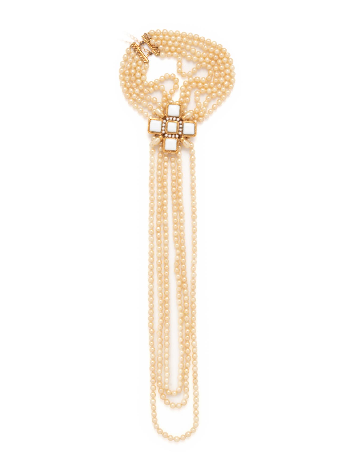 Chanel Multi-Strand Faux Pearl and Maltese Cross Necklace, 2001