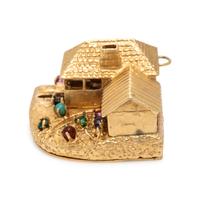 Multigem and Yellow Gold House Charm