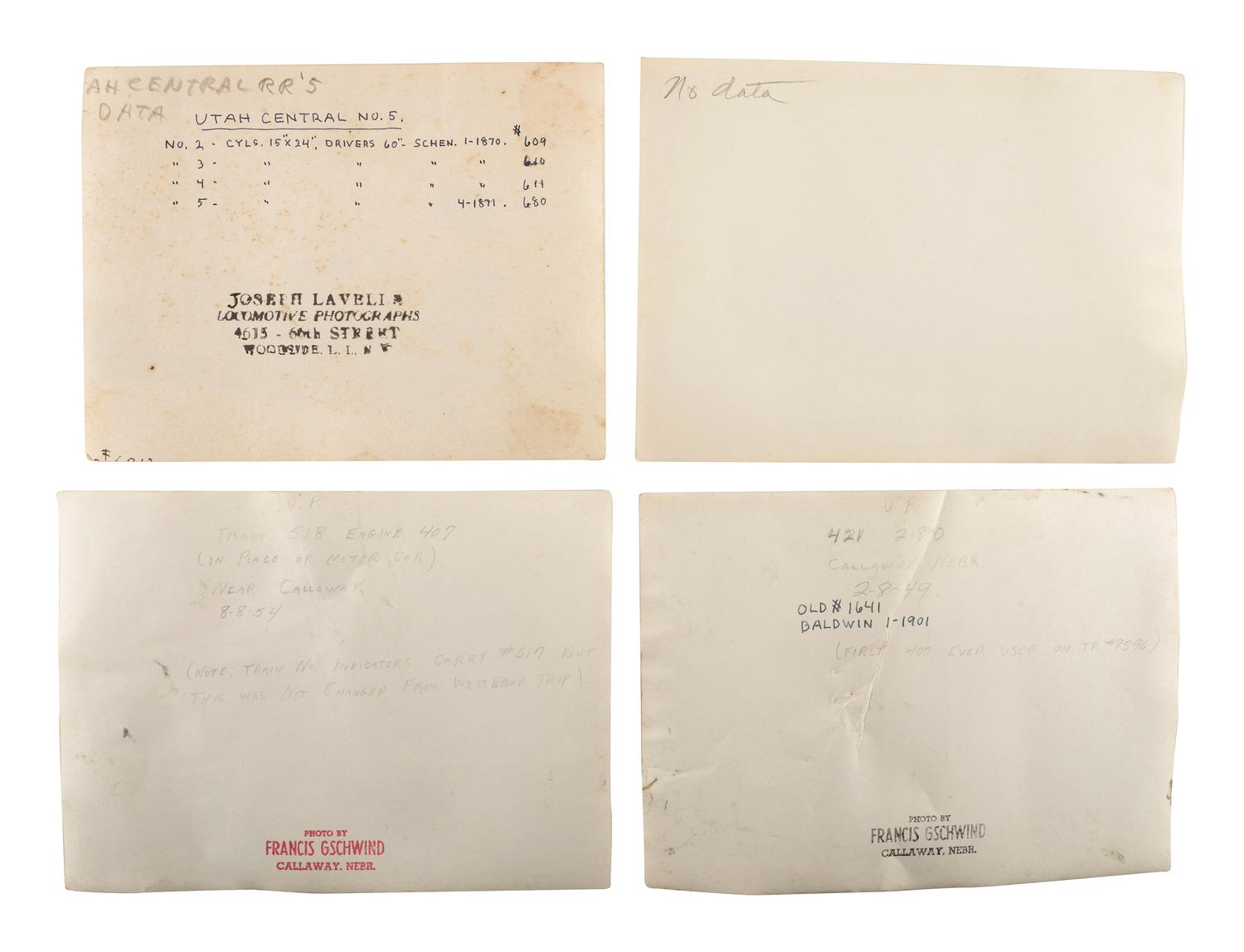 [TRANSPORTATION - RAILROAD]. A collection of over 140 photographs of locomotives. Ca 1910s-1940s.