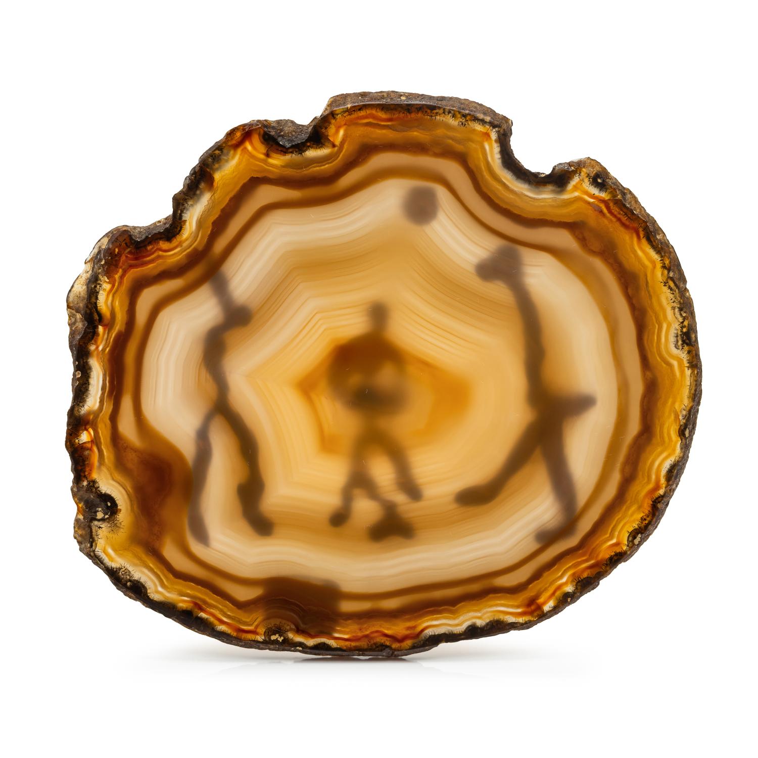 JEAN MAHIE, AGATE AND YELLOW GOLD PAPERWEIGHT