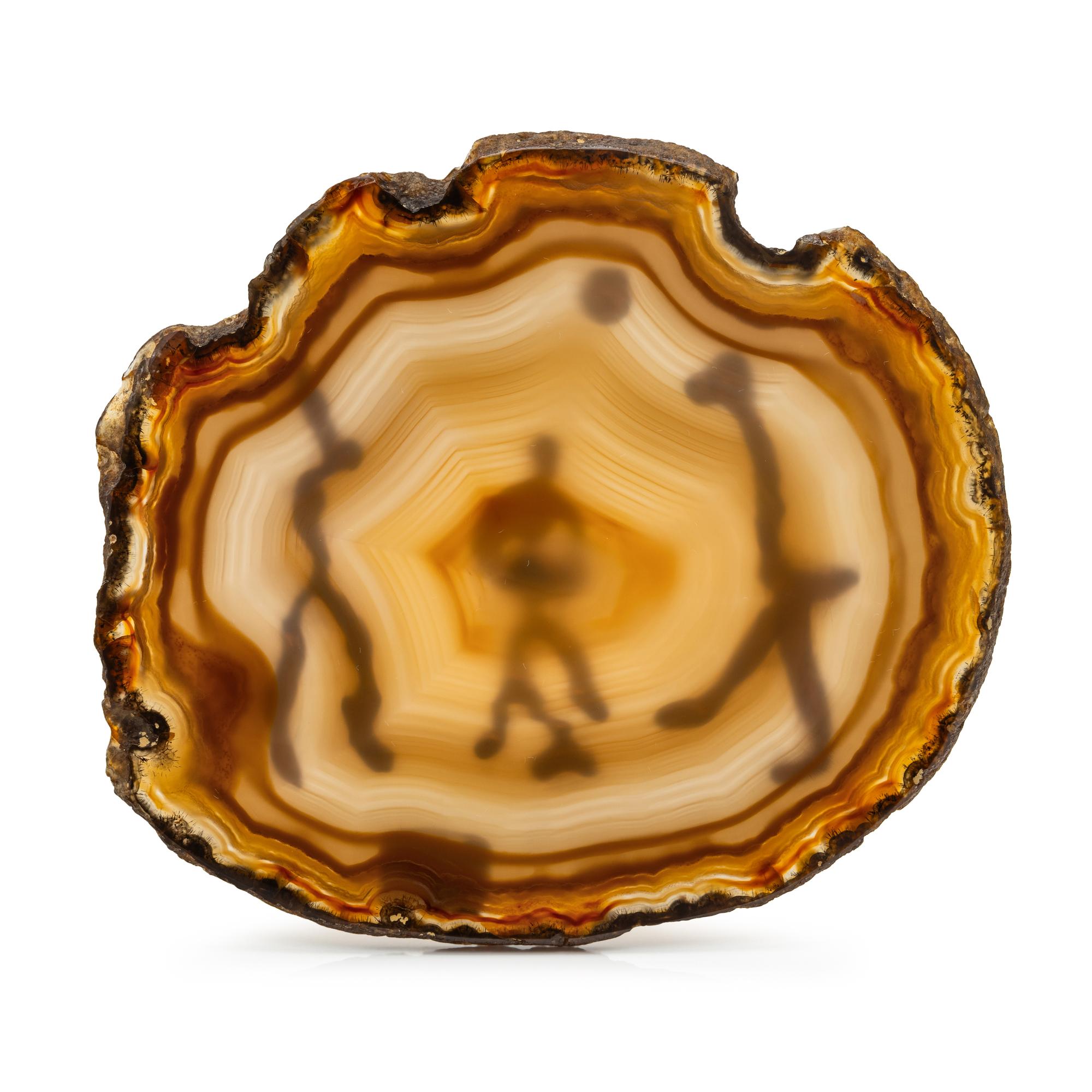 JEAN MAHIE, AGATE AND YELLOW GOLD PAPERWEIGHT