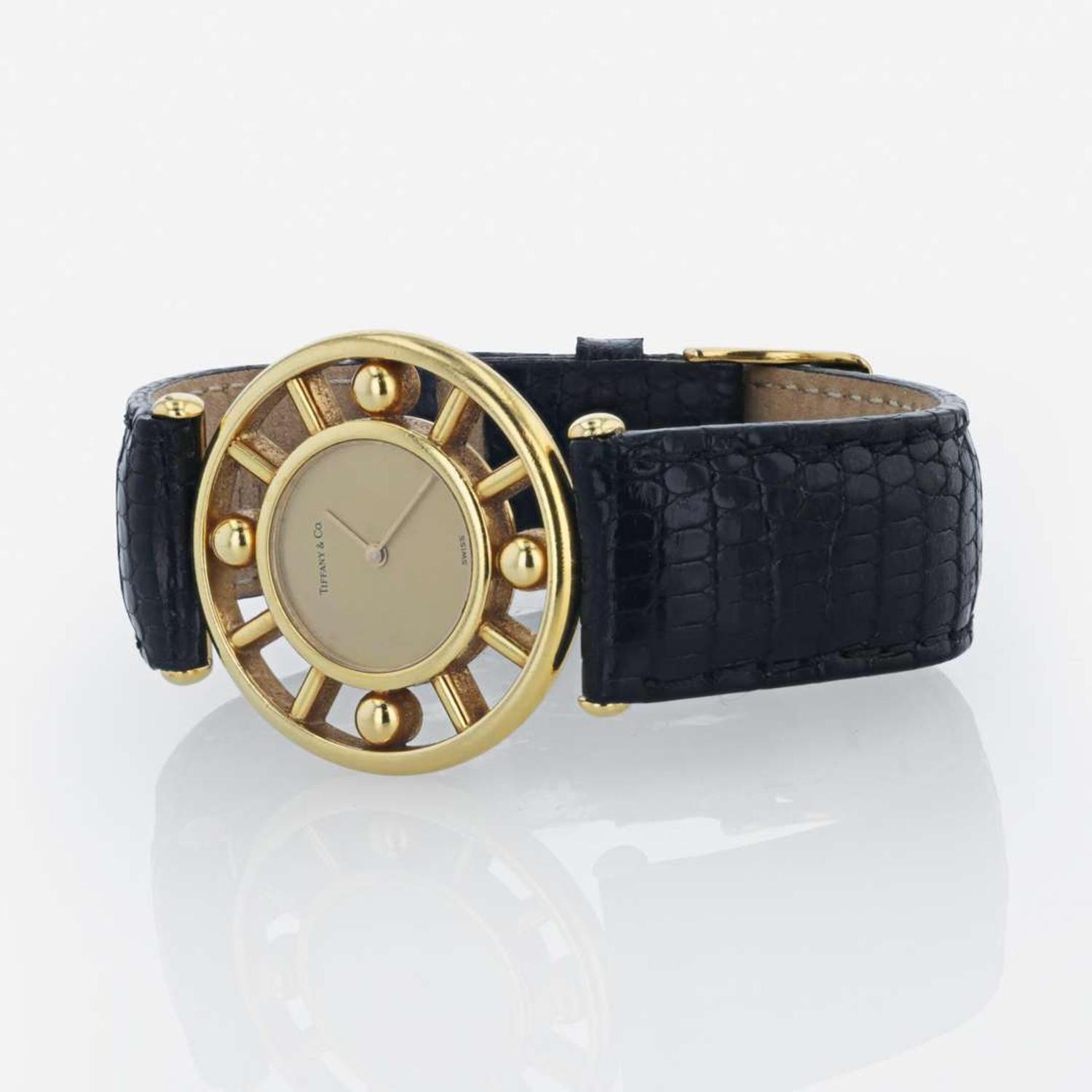 A lady's 18K gold and leather strap wristwatch, Tiffany & Co. Paloma Picasso, 1984