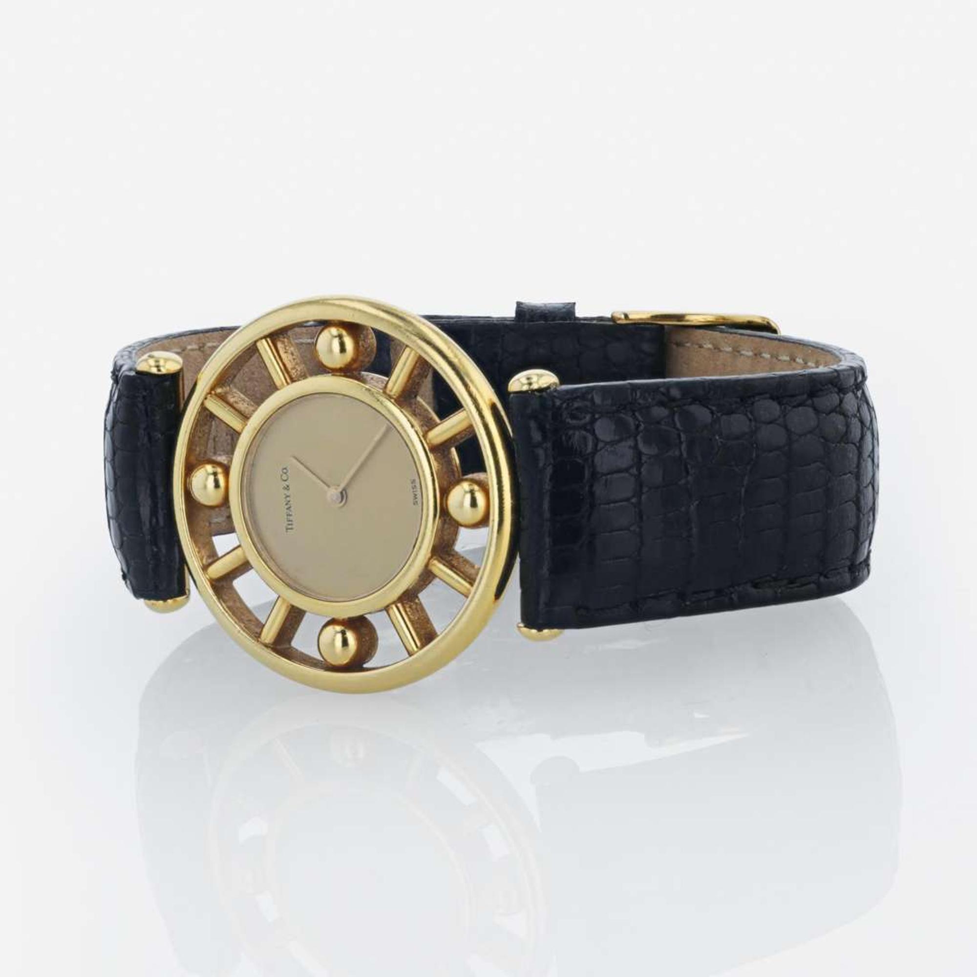 A lady's 18K gold and leather strap wristwatch, Tiffany & Co. Paloma Picasso, 1984