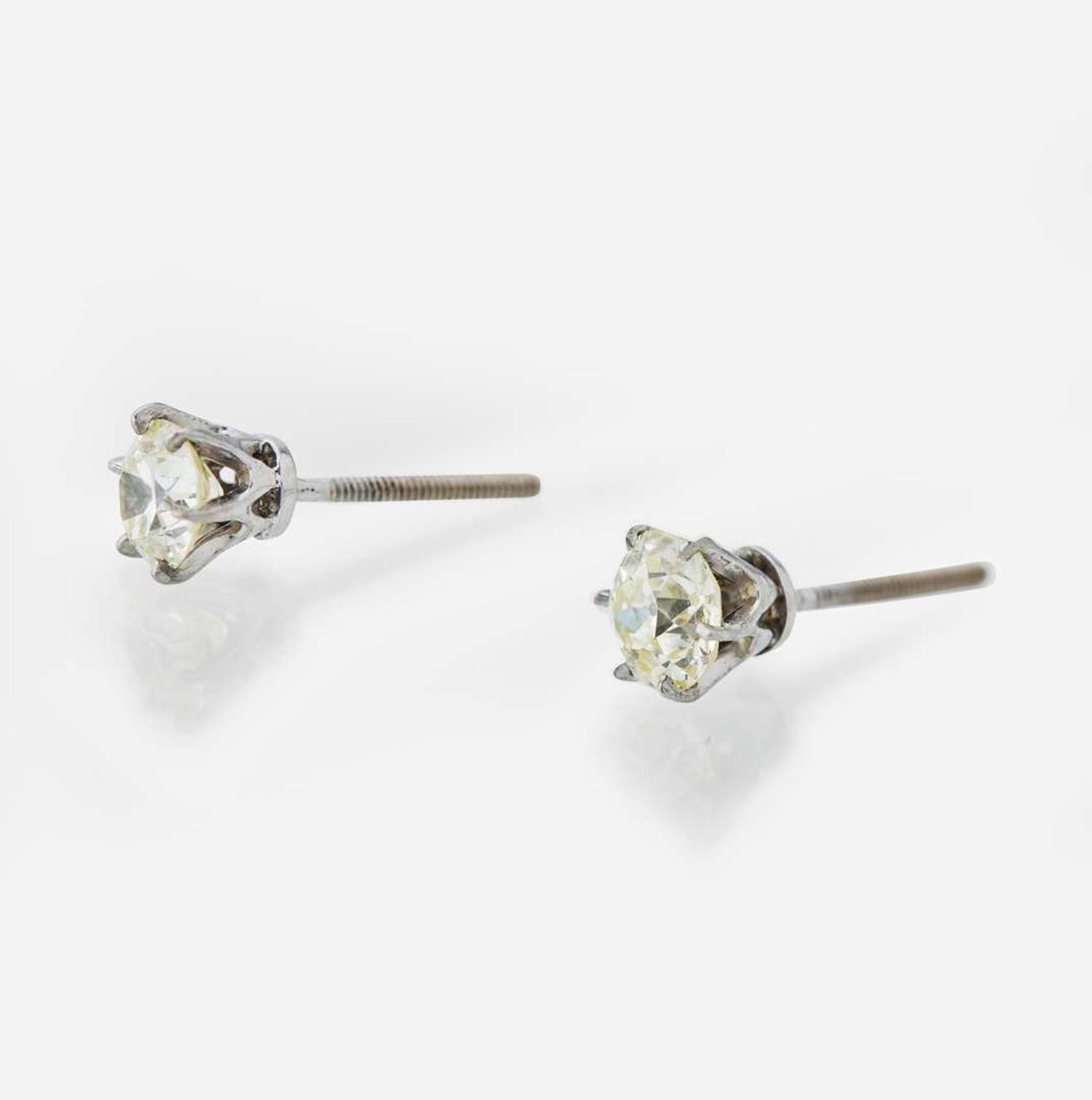 A Pair of Diamond Stud Earrings