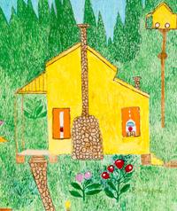 Untitled (Tree and House and Bird House)