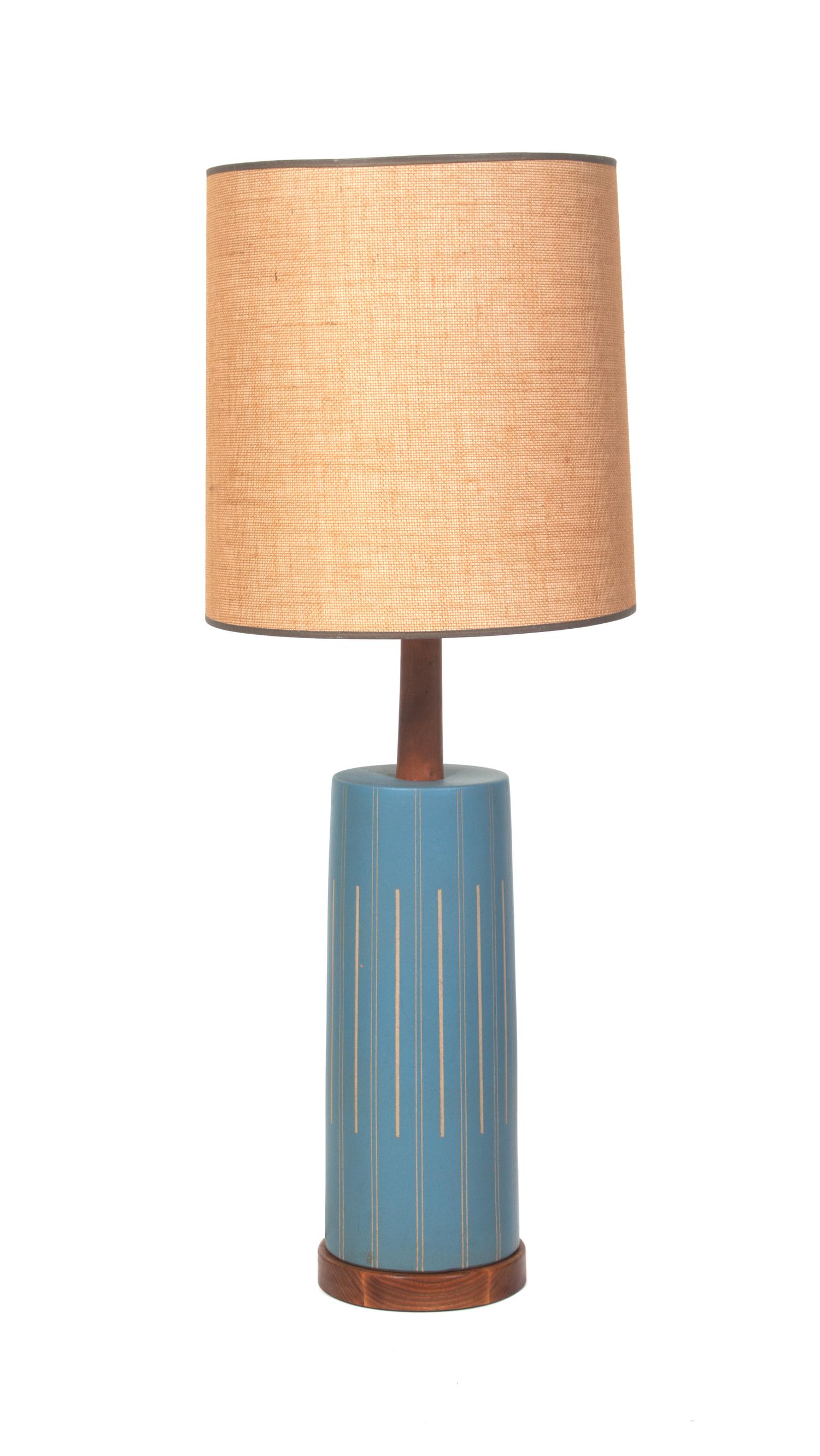 A Ceramic and Wood Table Lamp Height 41 1/4 inches. — 20TH CENTURY
