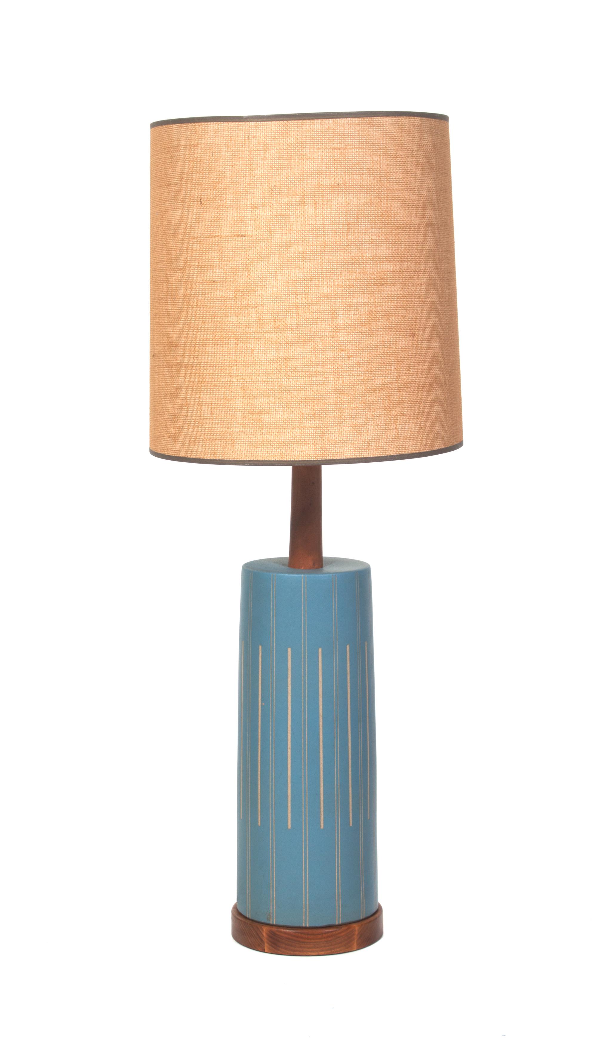 A Ceramic and Wood Table Lamp Height 41 1/4 inches. — 20TH CENTURY