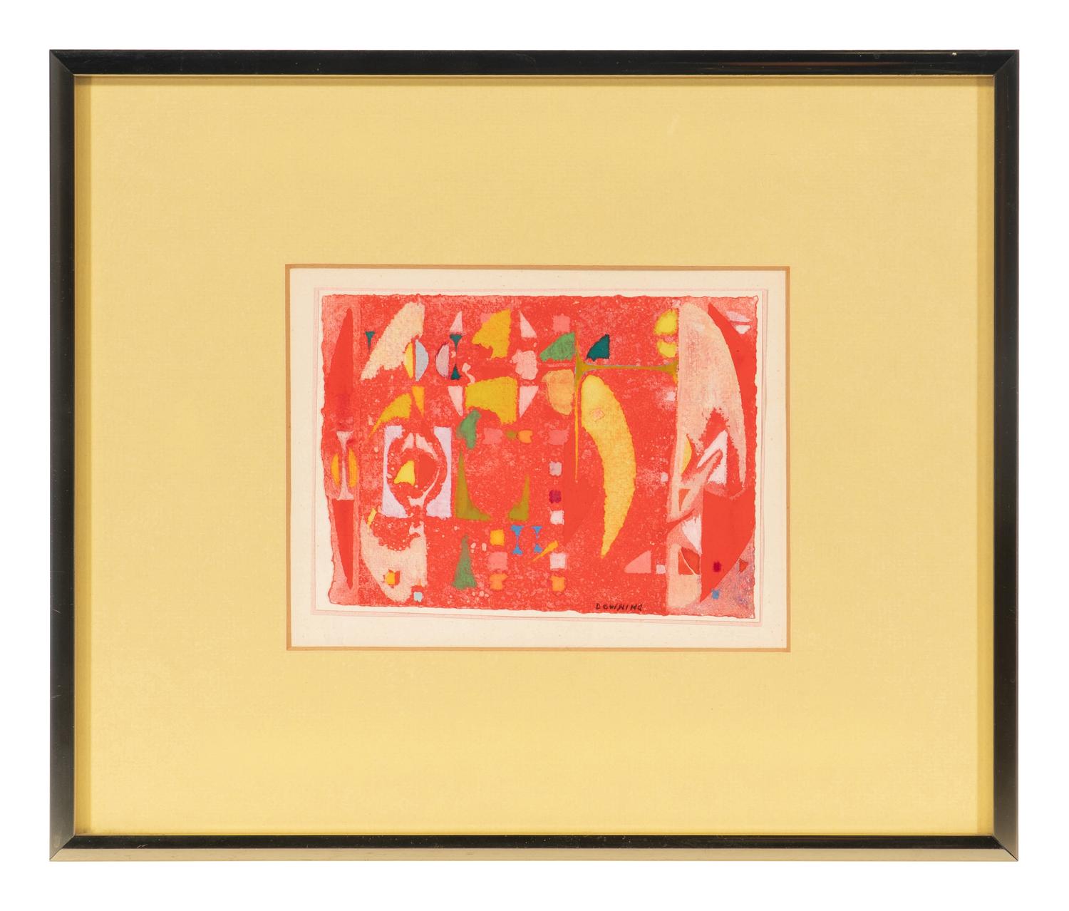 Abstract Composition in Blue and Green; along with Abstract Composition in Red (2 works)