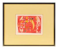 Abstract Composition in Blue and Green; along with Abstract Composition in Red (2 works)