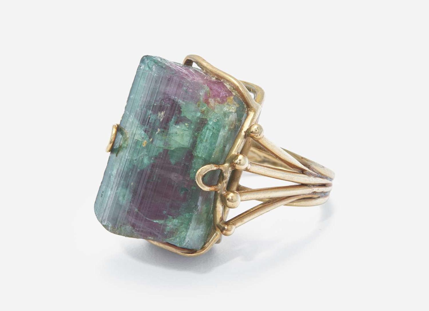 A 14K Yellow Gold and Tourmaline Ring