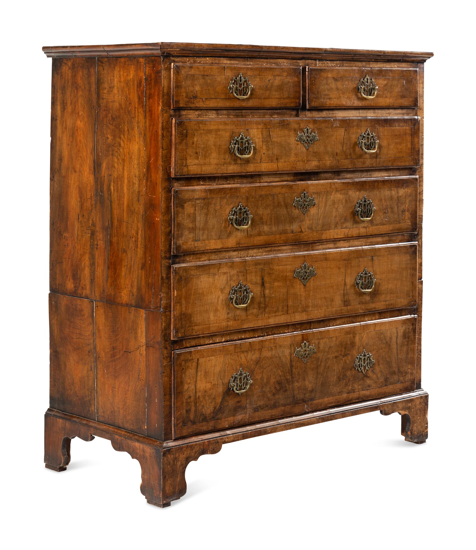 A George II Walnut Chest of Drawers