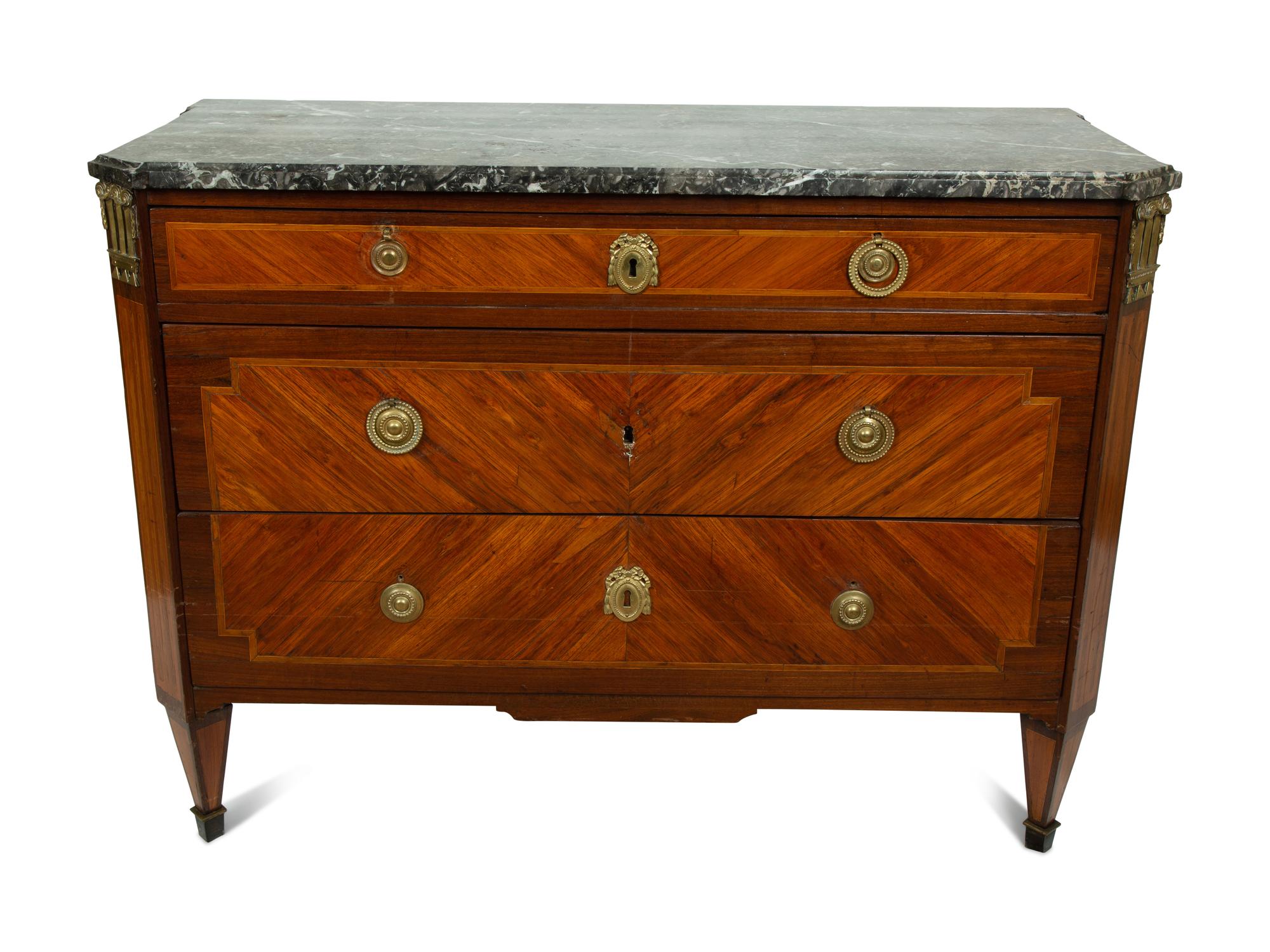 A Louis XVI Style Gilt Bronze Mounted Commode — LATE 18TH CENTURY