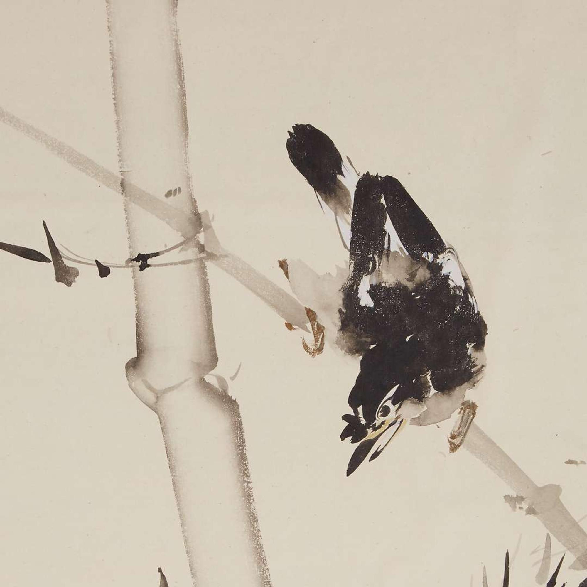 Zhang Shuqi (Chinese b.1901-d.1957) 张书旂 Bird on Bamboo with Morning Glories ???