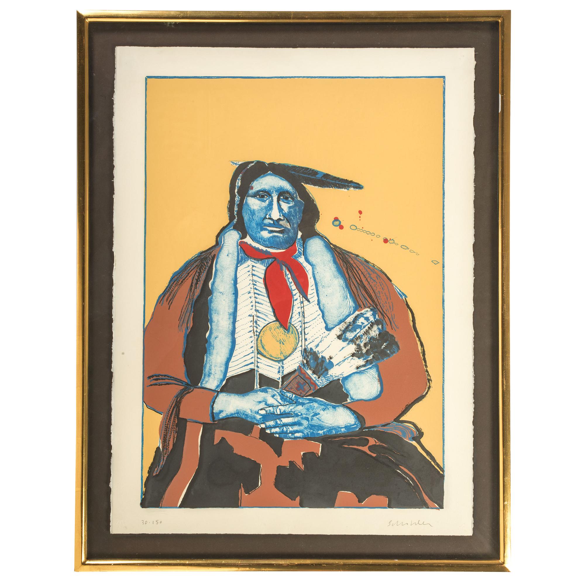 Indian with Feather Fan , edition 30/150