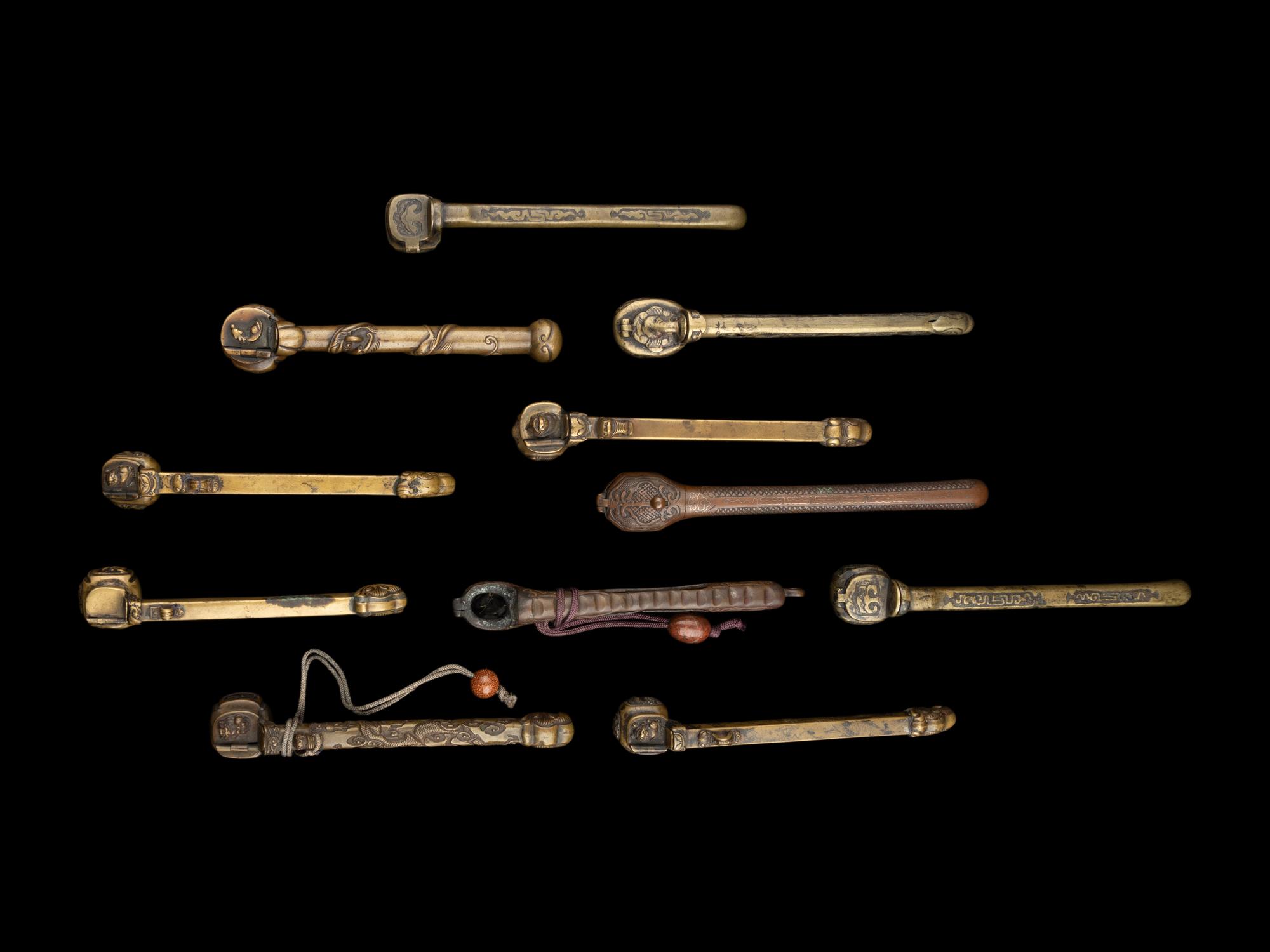 11 Japanese 'Dragon' Portable Writing Sets, Yatate