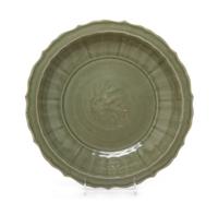 A Longquan Celadon Barbed Circular Dish Diameter 12 3/4 inches. — MING DYNASTY (1368-1644)
