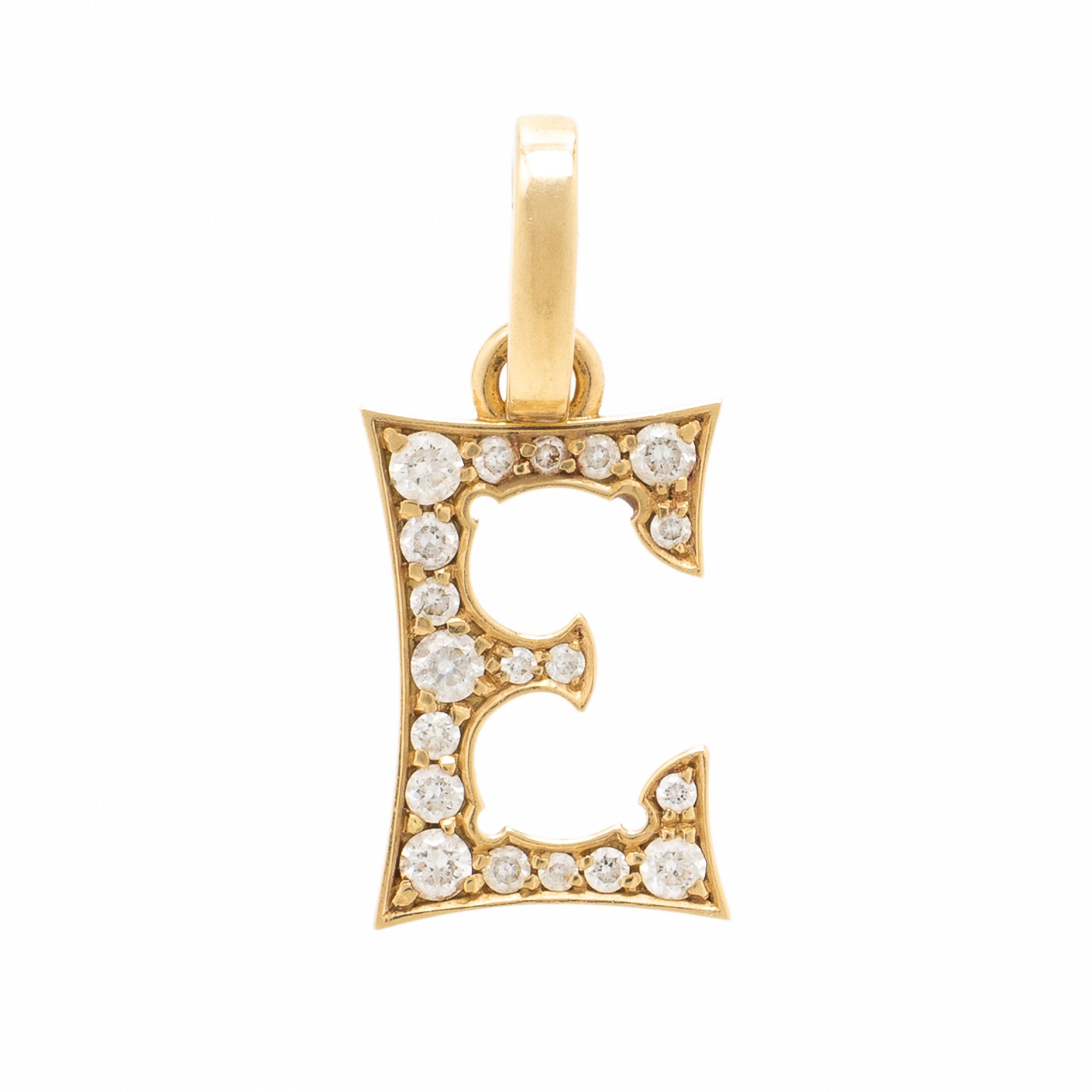 Marie Lichtenberg, Yellow Gold and Diamond 'E' Charm