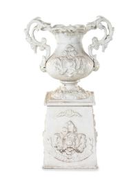 A White-Painted Iron Garden Urn