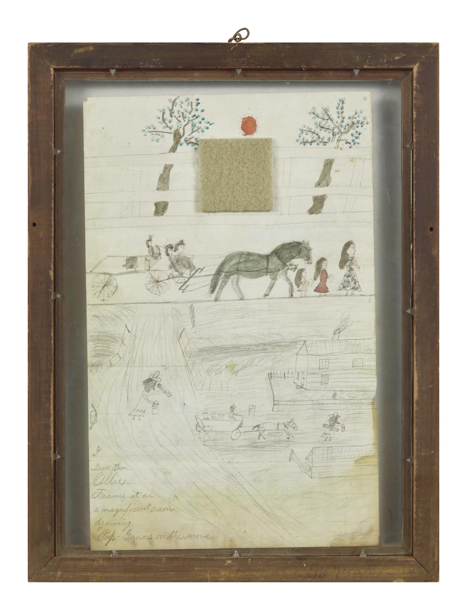 American School 19th Century, A Pair of Double-Sided Ledger Drawings